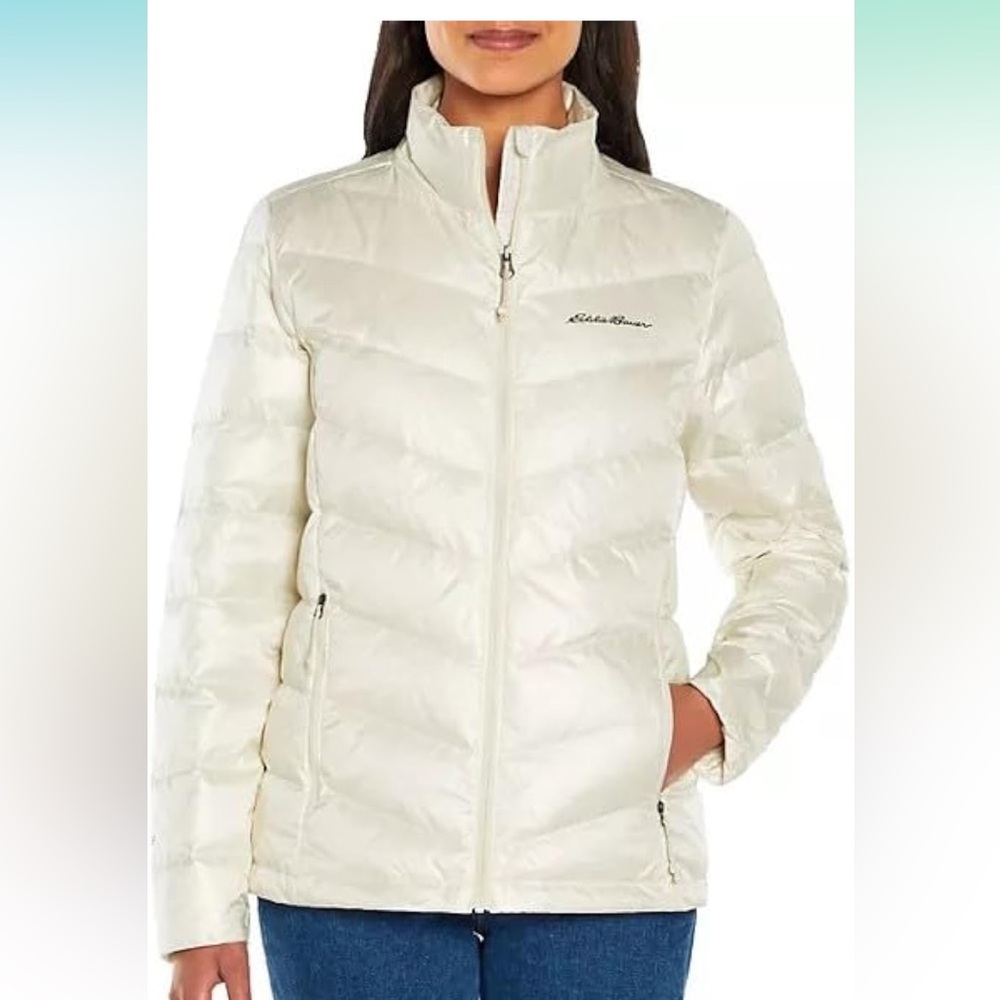 Eddie Bauer packable jacket ivory large